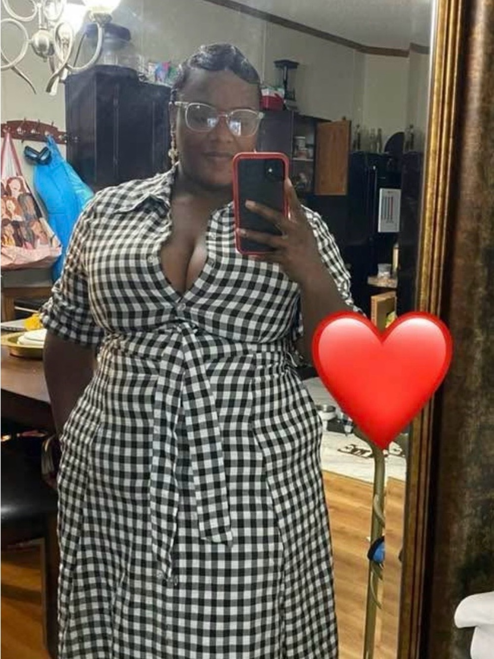 Black and White Gingham Tie-Waist Women's Dress